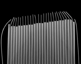 At-line X-ray image of a battery cell corner showing electrode overhang